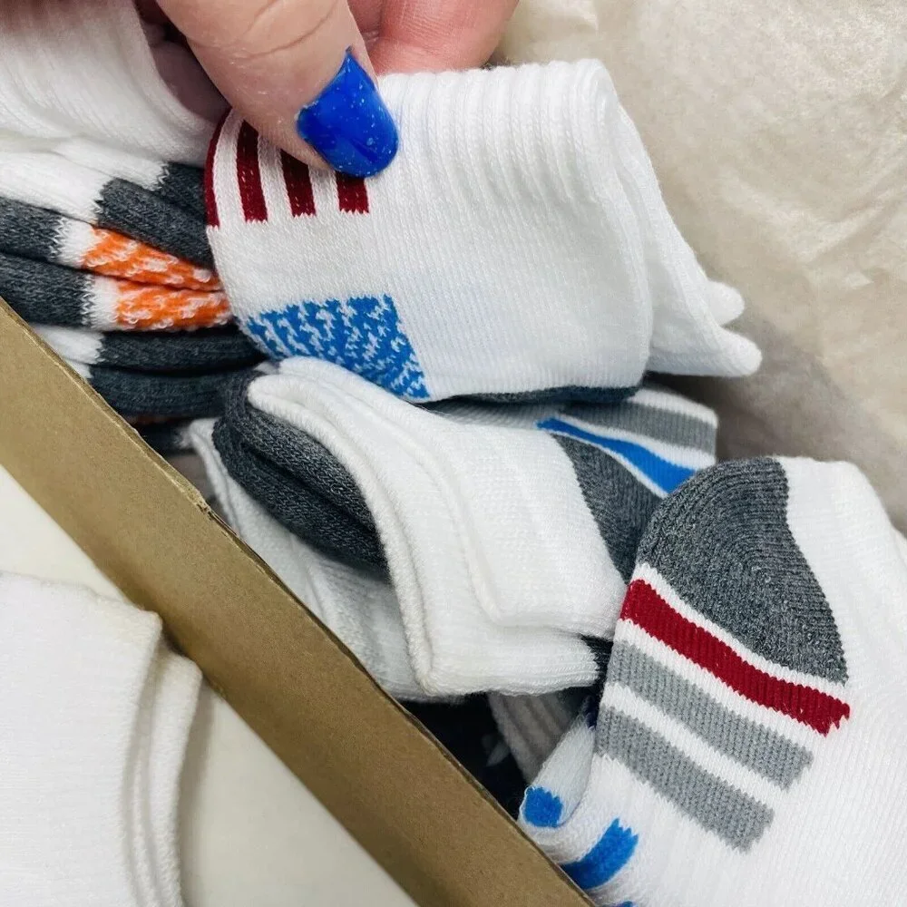 Ecoey Toddler Boys Medium 11-4 No Show Cushioned Athletic Running‎ Socks 12 Pack